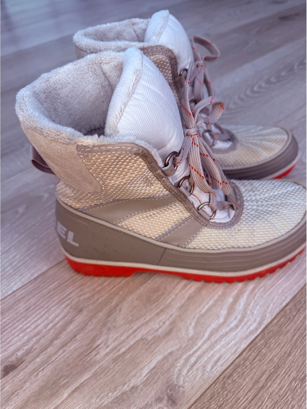 Sorel Cream Winter Lace Up Snow Boots